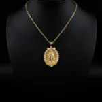 Luxury Virgin Mary Guadalupe Moissanite Pendant Necklace 925 Silver