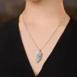 Luxury Feather Moissanite Pendant Necklace 925 Silver - Classic - Image 6