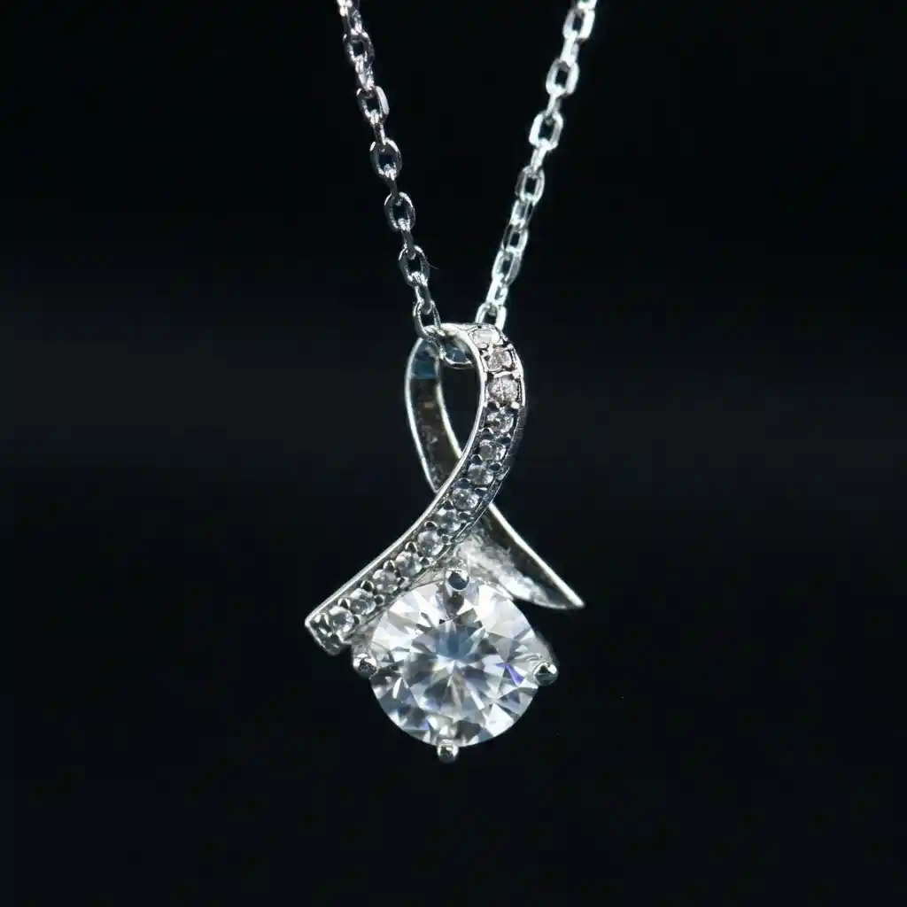 4d9de6ec-5a3c-4a68-a106-b95e945b96bb Luxury Fishtail Moissanite Pendant Necklace 925 Silver - Classic Design - Image 1