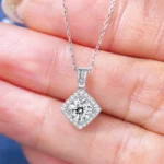 Luxury Square Halo Cushion Moissanite Pendant Necklace 925 Silver - Image 5
