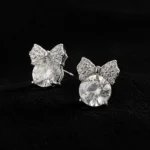 Bow Moissanite Stud Earrings in 925 Sterling Silver - Image 4