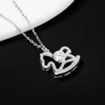 Luxury Carousel Horse Moissanite Pendant Necklace 925 Silver - Image 2