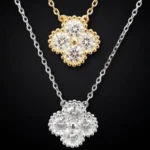Luxury Diamond Clover Moissanite Pendant Necklace 925 Silver - Image 2