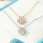 Luxury Diamond Clover Moissanite Pendant Necklace 925 Silver - Image 5