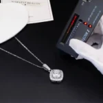 Luxury Square Halo Cushion Moissanite Pendant Necklace 925 Silver - Image 6