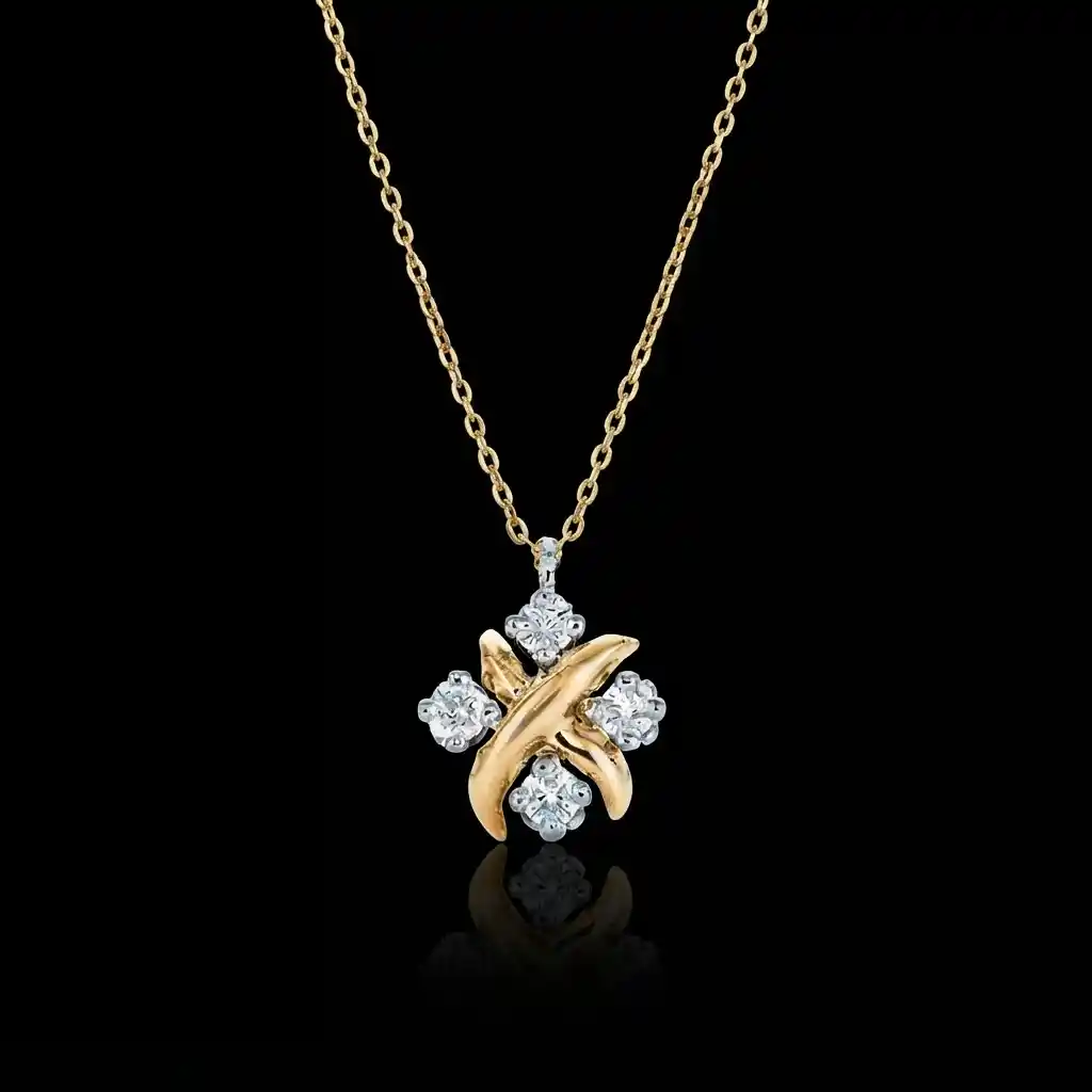 587b7306-0a4d-4259-97ec-7b322389d5a3 Luxury Crossed X Moissanite Pendant Necklace 925 Silver - Image 1