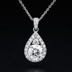 Luxury Pave Pear Cut Moissanite Pendant Necklace 925 Silver