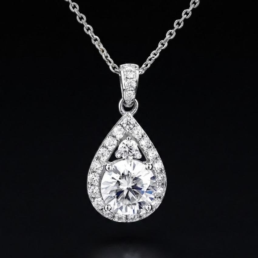 59b1e939-91f3-4086-b59d-ca52872628dd (1) (1) Luxury Pave Pear Cut Moissanite Pendant Necklace 925 Silver - Image 1