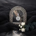 Luxury Pave Floral Halo Moissanite Pendant Necklace 925 Silver - Image 4