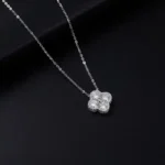 Luxury Full Pave Clover Moissanite Pendant Necklace 925 Silver - Image 2