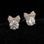 Bow Moissanite Stud Earrings in 925 Sterling Silver - Image 6