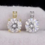 Luxury Classic Four Prong Moissanite Solitaire Pendant Necklace 925 Silver