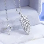 Luxury Feather Moissanite Pendant Necklace 925 Silver - Classic - Image 3