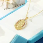 Luxury Virgin Mary Guadalupe Moissanite Pendant Necklace 925 Silver - Image 4