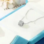 Luxury Full Pave Cylinder Moissanite Pendant Necklace 925 Silver - Image 4
