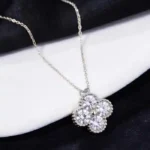 Luxury Diamond Clover Moissanite Pendant Necklace 925 Silver - Image 4