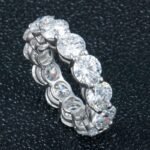 Shared Prong Moissanite Eternity Band Stackable Ring - Image 2