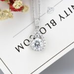 Luxury Pave Pear Cut Moissanite Pendant Necklace 925 Silver - Image 5