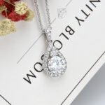 Luxury Pave Pear Cut Moissanite Pendant Necklace 925 Silver - Image 6