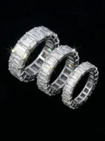 Emerald Cut Moissanite Eternity Ring in 925 Silver