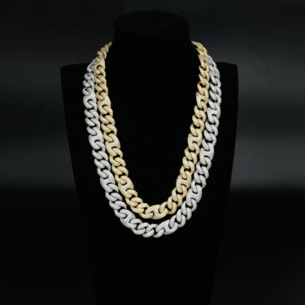 15mm Iced Out Mariner Link Bracelet And Necklace