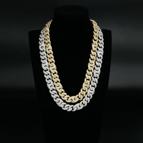 15mm Iced Out Mariner Link Bracelet And Necklace