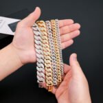 8mm, 10mm, 12mm Arc Style Moissanite Cuban Chain Bracelet Necklace - Image 5