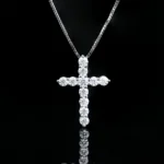 Luxury Sweet Cool Moissanite Cross Pendant Necklace 925 Silver