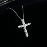 Luxury Sweet Cool Moissanite Cross Pendant Necklace 925 Silver - Image 5