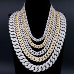 8mm, 10mm, 12mm Arc Style Moissanite Cuban Chain Bracelet Necklace