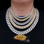 8mm, 10mm, 12mm Arc Style Moissanite Cuban Chain Bracelet Necklace - Image 2