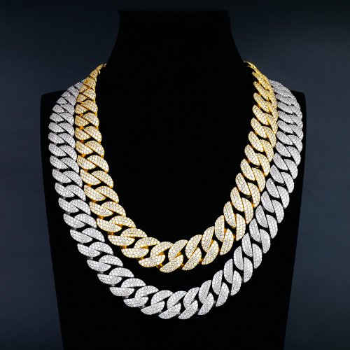 18mm 3-Row Arc Style Moissanite Iced out Cuban bracelet necklace