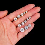 Moissanite Stud Earrings – 4-Prong Round Cut Screw Back 925 Silver