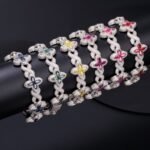 Iced Out Marquise Cut Floral Clover Chain Bracelet