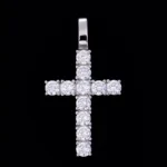Large Cross Moissanite Pendant 925 Silver