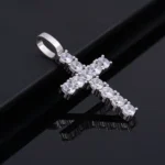 Large Cross Moissanite Pendant 925 Silver - Image 2