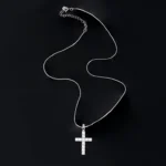 Large Cross Moissanite Pendant 925 Silver - Image 6