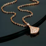 Fan Shaped Moissanite Pendant Large - Skirt Necklace 925 Silver - Image 2