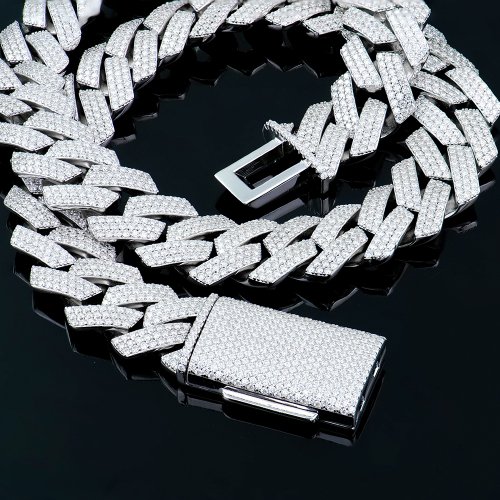 16mm 3-Row Cuban Chain Angle Shape Moissanite Iced out bracelet necklace