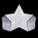 Iced Out Moissanite Star Ring 925 Sterling Silver
