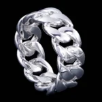 Solid 925 Sterling Silver Cuban Link Ring