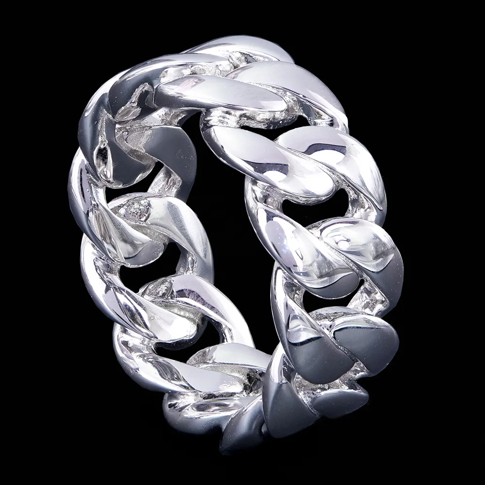 Solid 925 Sterling Silver Cuban Link Ring Solid 925 Sterling Silver Cuban Link Ring