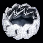 Iced Out 3-Row Cuban Zigzag Ring Moissanite 925 Silver Men's - Image 3