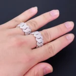 Iced Out 3-Row Cuban Zigzag Ring Moissanite 925 Silver Men's - Image 5