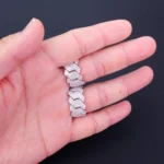 Iced Out 3-Row Cuban Zigzag Ring Moissanite 925 Silver Men's - Image 6