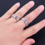 Solid 925 Sterling Silver Cuban Link Ring - Image 2
