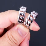 Solid 925 Sterling Silver Cuban Link Ring - Image 3