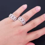 Cuban Woven Micro Pave Moissanite Ring 925 Silver - Image 5