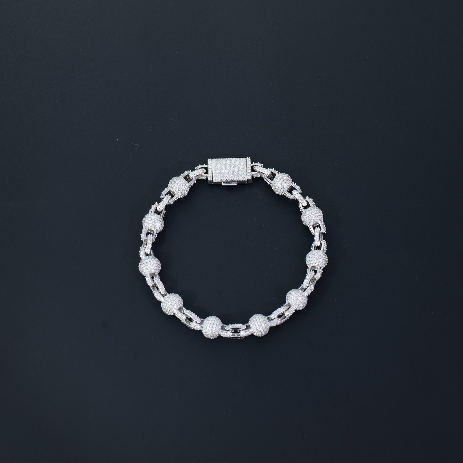 Full Micro Pave Ball Link Bracelet for Men & Women Full Micro Pave Ball Link Bracelet for Men & Women