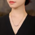 Smile Moissanite Pendant Necklace Gold Plated 925 Silver - Image 4